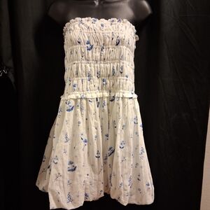 Jessica Simpson Strapless Dress in White and Blue